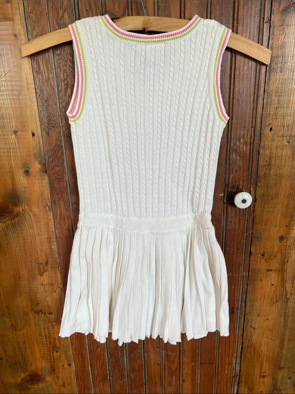 Vintage Gymboree White Cable Knit Sleeveless Tennis Dress Size 5 FREE Sunglasses